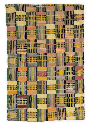 * A Ghanaian Cotton Kente Cloth 53 x 82 inches.
