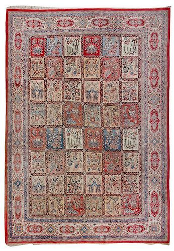 A Persian Wool Garden Carpet 14 feet 2 inches x 9 feet 10 inches.