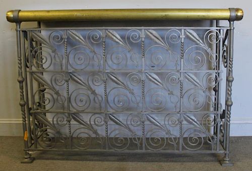 Brass and Iron Console with Marble Top.