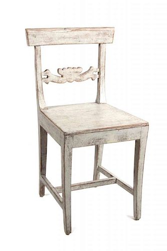 A Swedish White-Painted Secretary Chair Height 31 7/8 inches.