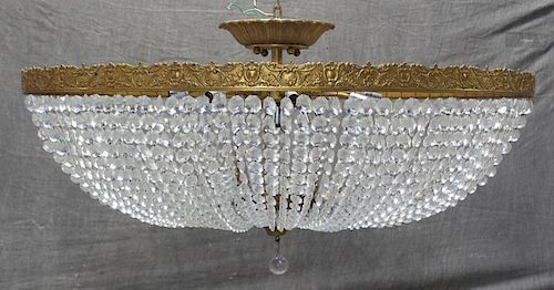 Pair of Gilt Metal and Beaded Banquet Chandeliers.