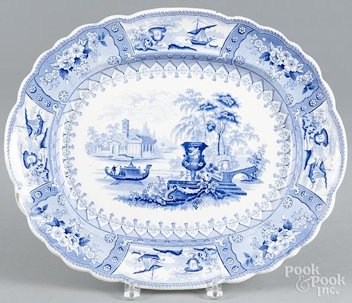Blue Staffordshire ''Canova'' platter, marked by Mayer, 14 1/2'' l., 17 1/2'' w.