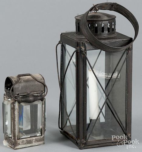Two tin lanterns, 19th c., 5 3/4'' h. and 11'' h.