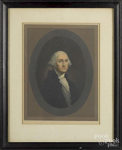 Pair of color engravings of George and Martha Washington, by H. Hall's Son