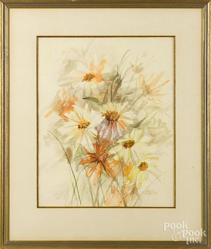Yolanda Piccone (American, mid 20th c.), watercolor floral study, signed lower right, 18'' x 14''.