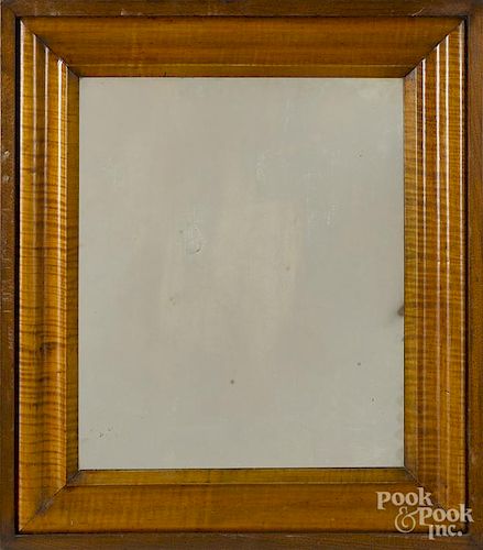 Tiger maple mirror, mid 19th c., 28 1/4'' x 24 3/4''.