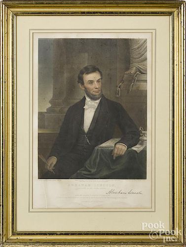 Engraved portrait of Abraham Lincoln, by John Sartain, pub. 1864, 13'' x 10''.