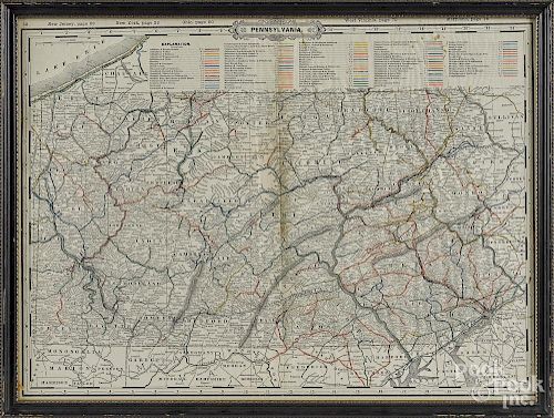 Framed map of Pennsylvania, 16 1/2'' x 22''.