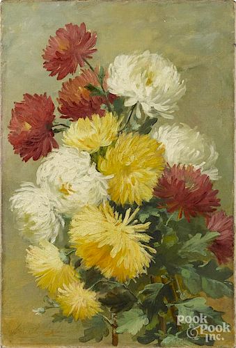 Emily Selinger (American 1848-1927), oil on canvas flowers, signed lower left, 18 1/2'' x 12 1/4''.