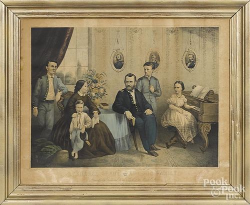 Color lithograph of General Grant and His Family, 18'' x 27 1/2''.