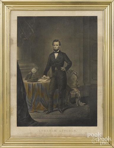 Engraved portrait of Abraham Lincoln, 19th c., pub. by J. C. Buttre, 25 1/2'' x 18 1/2''.