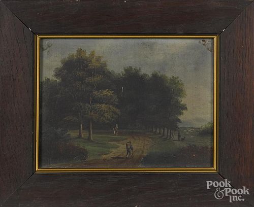 Two small oil on board works, initialed L.W.S. '86, 5 1/2'' x 7 1/2'' and 4 1/4'' x 6 3/4''.