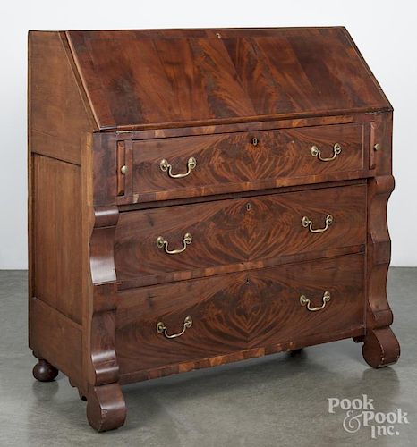 Empire mahogany and cherry slant front desk, ca. 1835, 44 1/2'' h., 42'' w.