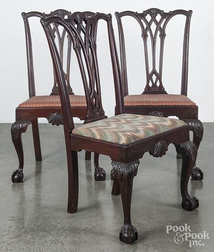 Three Centennial mahogany dining chairs.