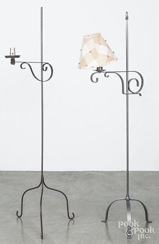 Two contemporary iron floor lamps, 58 1/2'' h. and 57'' h.