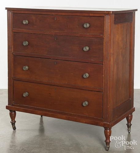 Pennsylvania Sheraton cherry chest of drawers, ca. 1825, 46 1/4'' h., 42'' w.