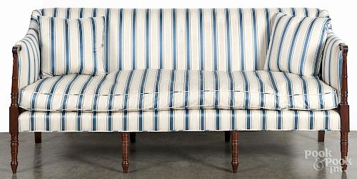 English Sheraton mahogany sofa, early 19th c., 35 1/2'' h., 76'' w.