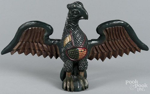 Rodney Boyer, York, Pennsylvania carved and painted spread winged eagle, 9 3/4'' h., 17 1/4'' w.