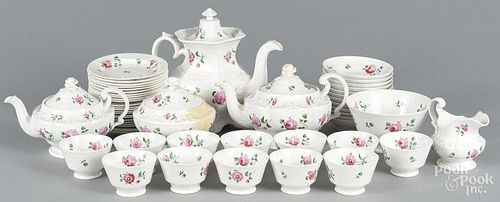 English porcelain tea and luncheon service, late 19th c., with floral decoration, fifty-four pieces.