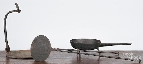Wrought iron wafer iron with inscription A. G. Their March 1798, 29 1/2'' l.