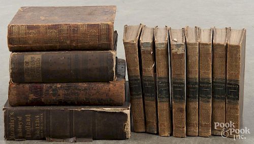 Twelve antique history reference books, 19th c., to include Charles Rollin The Ancient History
