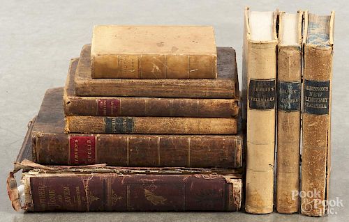 Nine antique books on mathematics and school subjects, 19th c.