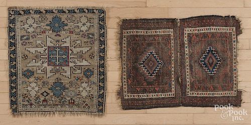 Beluch bag face, 2'4'' x 1'10'', together with a Shirvan mat, 2'1'' x 1'11''.