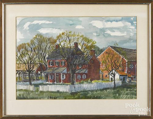 Charles X. Carlson (American 1902-1991), watercolor of a farmhouse, signed lower right