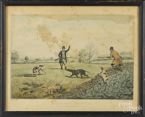 Four sporting prints, after Alken, 19th c., to include Wood-Cock Shooting, Grouse Shooting