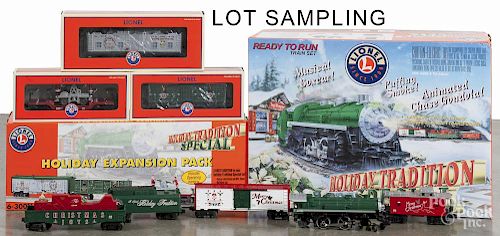 Lionel Holiday Tradition train set and expansion pack with its original box.