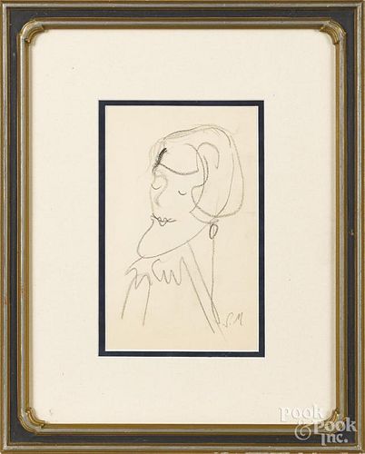 Samuel Maitin (American 1928-2004), crayon portrait sketch, initialed lower right, 8 1/4'' x 5''.