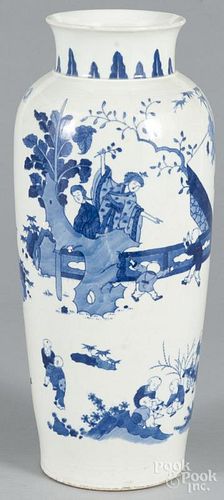 Large Chinese blue and white porcelain vase, 17 1/2'' h.