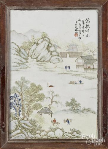 Chinese painted porcelain plaque, 20th c., 14'' x 9 1/2''.