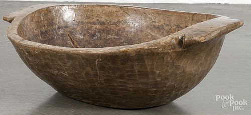 Large carved bowl, 9'' h., 32'' w.