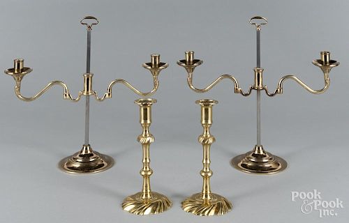Pair of Baldwin brass candelabra, 15 1/2'' h.