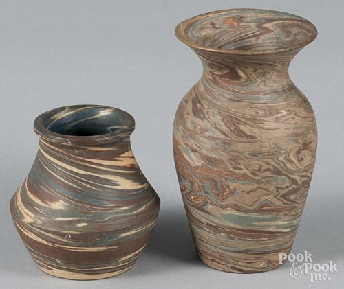 Two niloak pottery vases, 3 3/8'' h. and 5 1/2'' h.