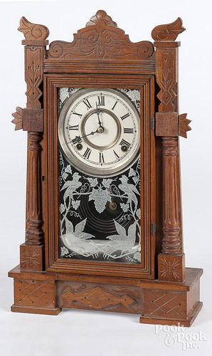 Gilbert walnut Prince mantel clock, 20 1/4'' h.
