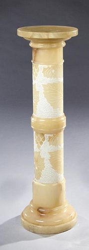 French Aesthetic Carved Onyx Pedestal, early 20th