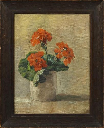 American School, "Still Life of Red Flowers in an