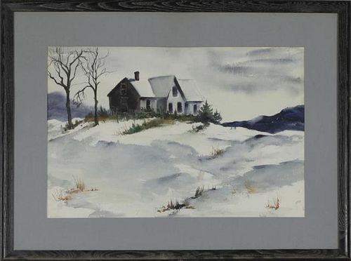 American School, "Snowy Winter Landscape," 20th c.