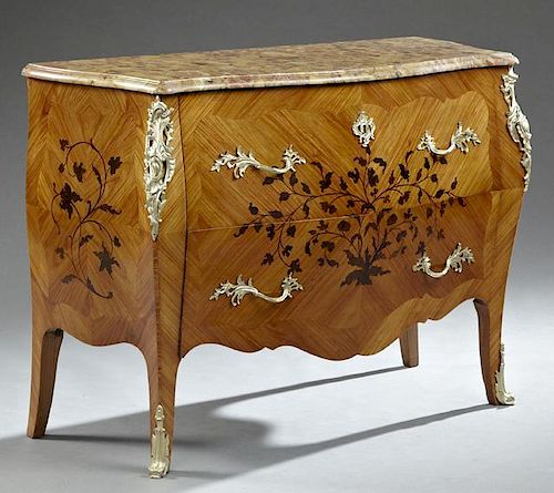 French Louis XV Style Ormolu Mounted Marquetry Inl