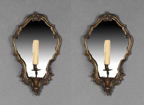 Pair of Gilt Spelter Italian Baroque Style Mirrore