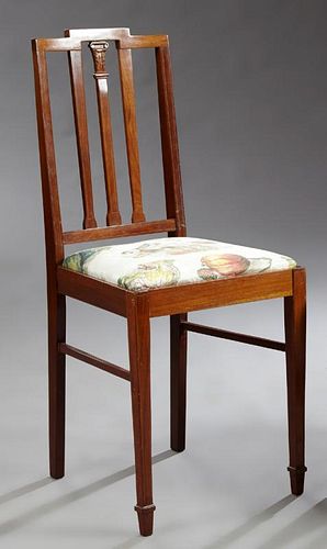 English Inlaid Mahogany Bedroom Chair, c. 1900, th