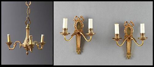 Louis XV Style Bronze Three Light Chandelier, 20th