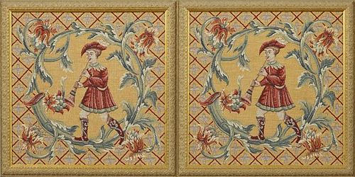 Pair of Flemish Style Tapestry Panels, 20th c., of