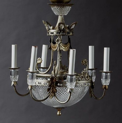 Diminutive Louis XV Style Nine Light Glass and Pol