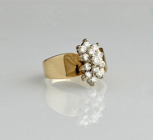Lady's 14K Yellow Gold Dinner Ring, with two round
