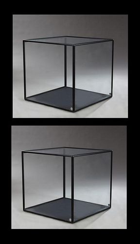 Pair of Glass Cube Display Cabinets, 20th c., by P