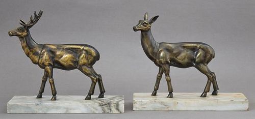 Pair of Art Deco Patinated Spelter Bookends, c. 19