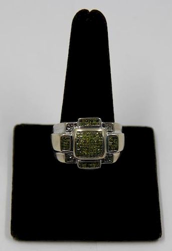 JEWELRY. Men's 14kt Gold, Green Diamond, and